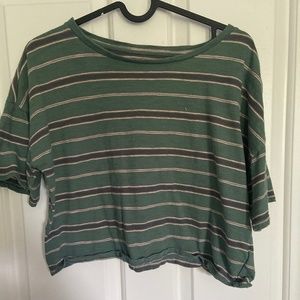 Stripped green and black American Eagle crop top